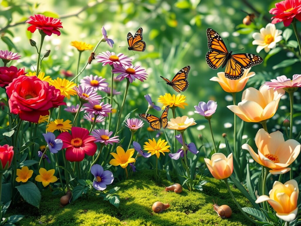 Vibrant Blooming Garden of Colorful Flowers – free AI stock image