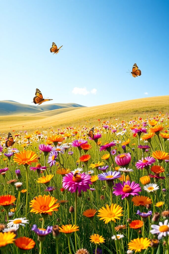 Vibrant Blooming Wildflowers in a Meadow – free AI stock image