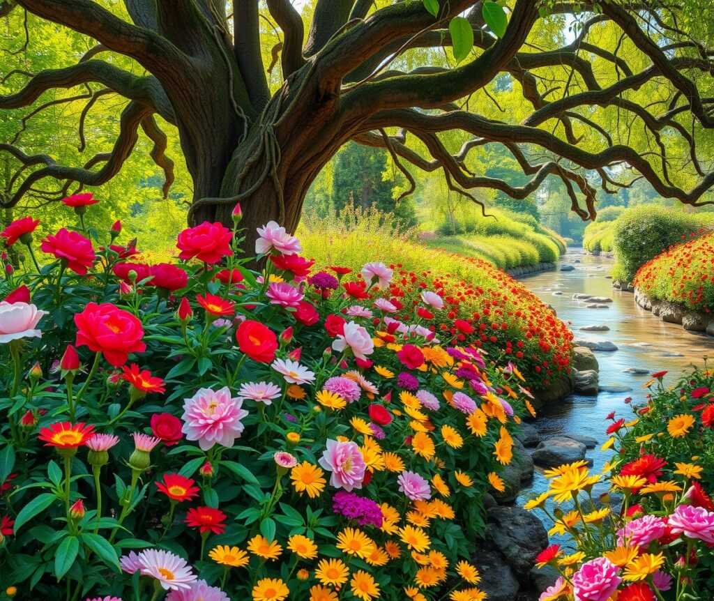 Vibrant Blooms in a Serene Garden – free AI stock image
