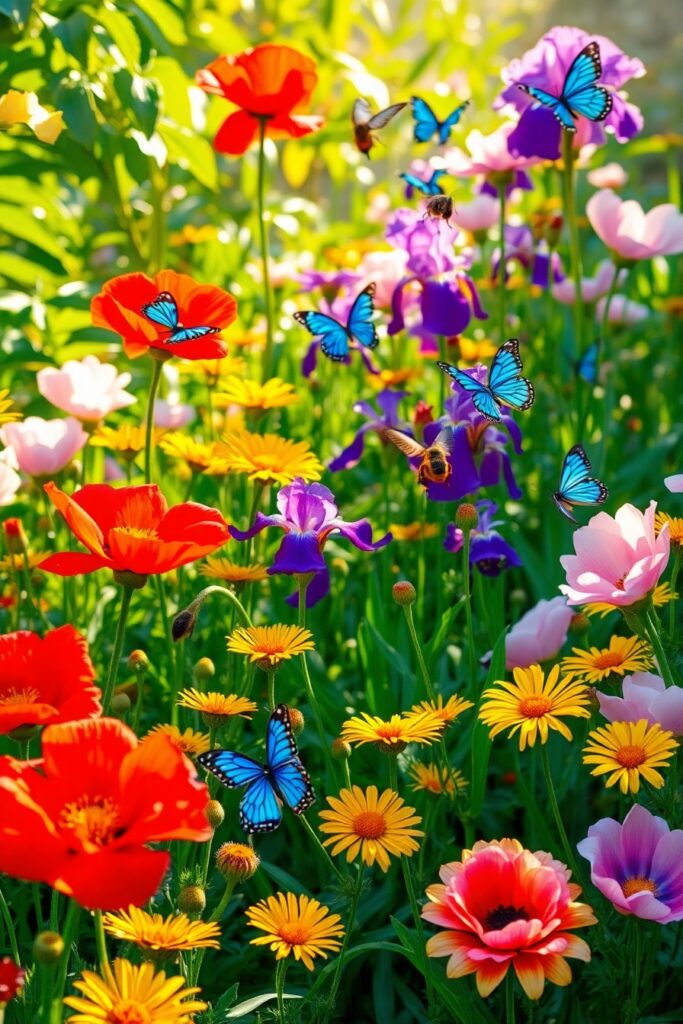 Vibrant Blossom Array in Tranquil Setting – free AI stock image