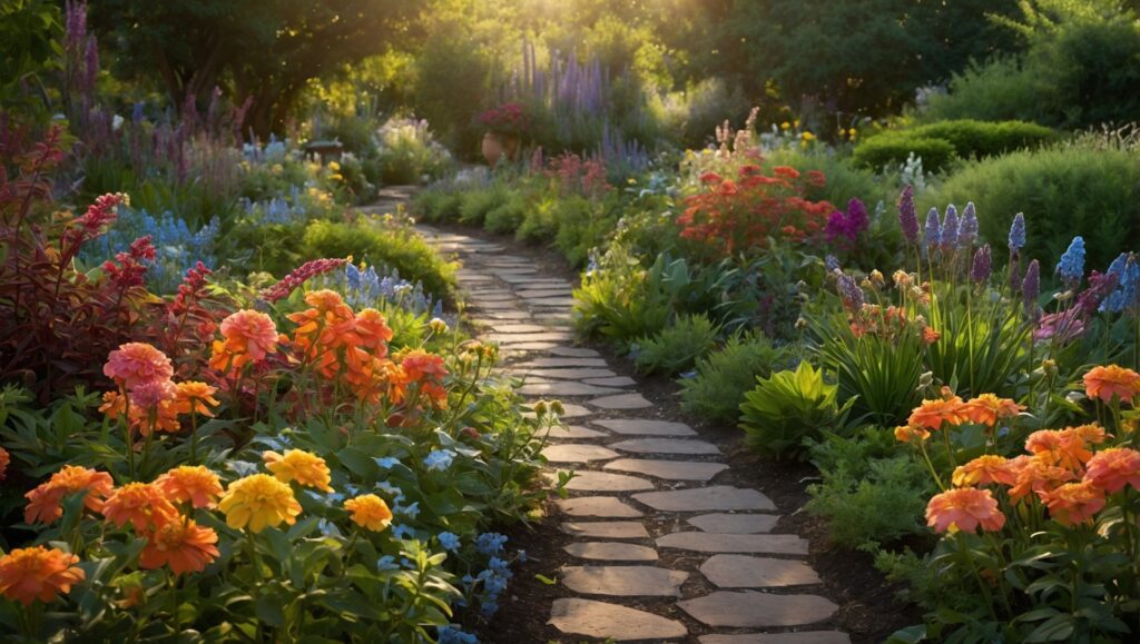 Vibrant Blossoms in a Colorful Garden – free AI stock image