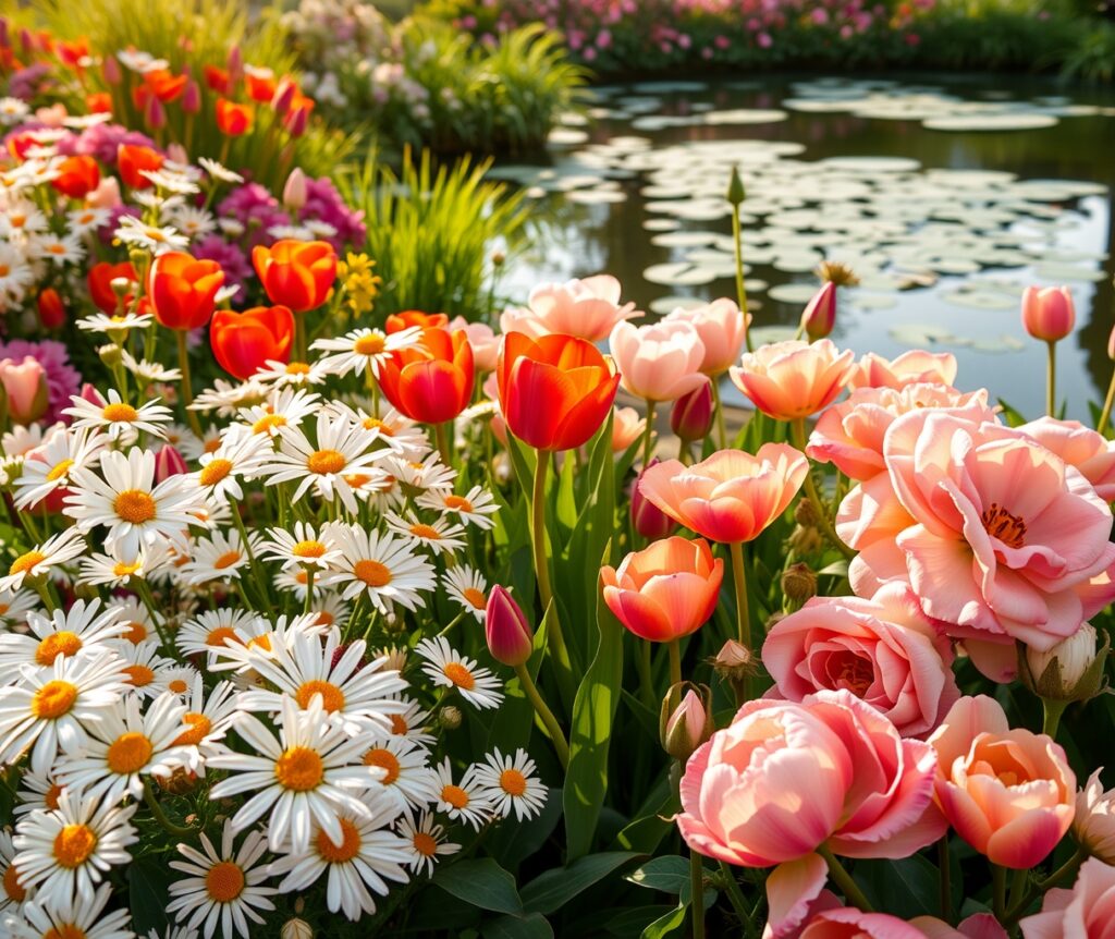 Vibrant Blossoms in a Serene Garden – free AI stock image