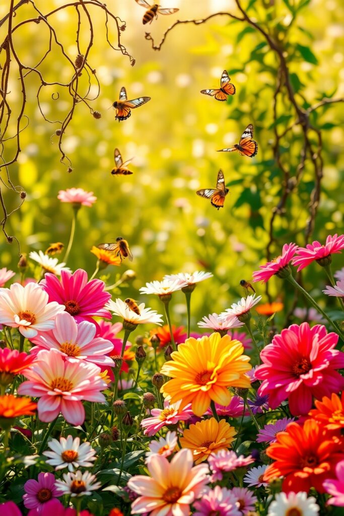 Vibrant Blossoms in a Sunlit Garden – free AI stock image