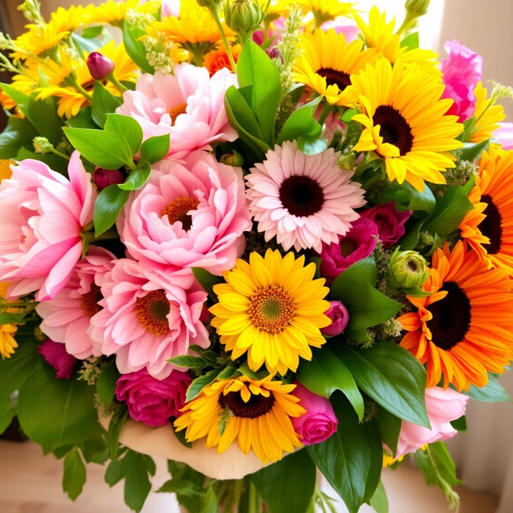 A Vibrant Bouquet of Colorful Flowers – free AI stock image