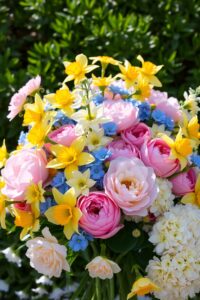 Vibrant Bouquet of Blossoming Flowers – free AI stock image