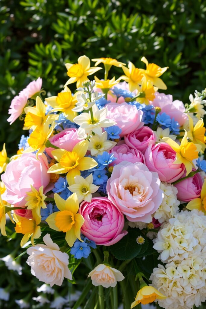 Vibrant Bouquet of Blossoming Flowers – free AI stock image