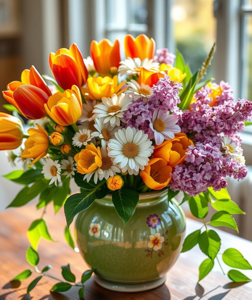 Vibrant Bouquet of Spring Flowers – free AI stock image