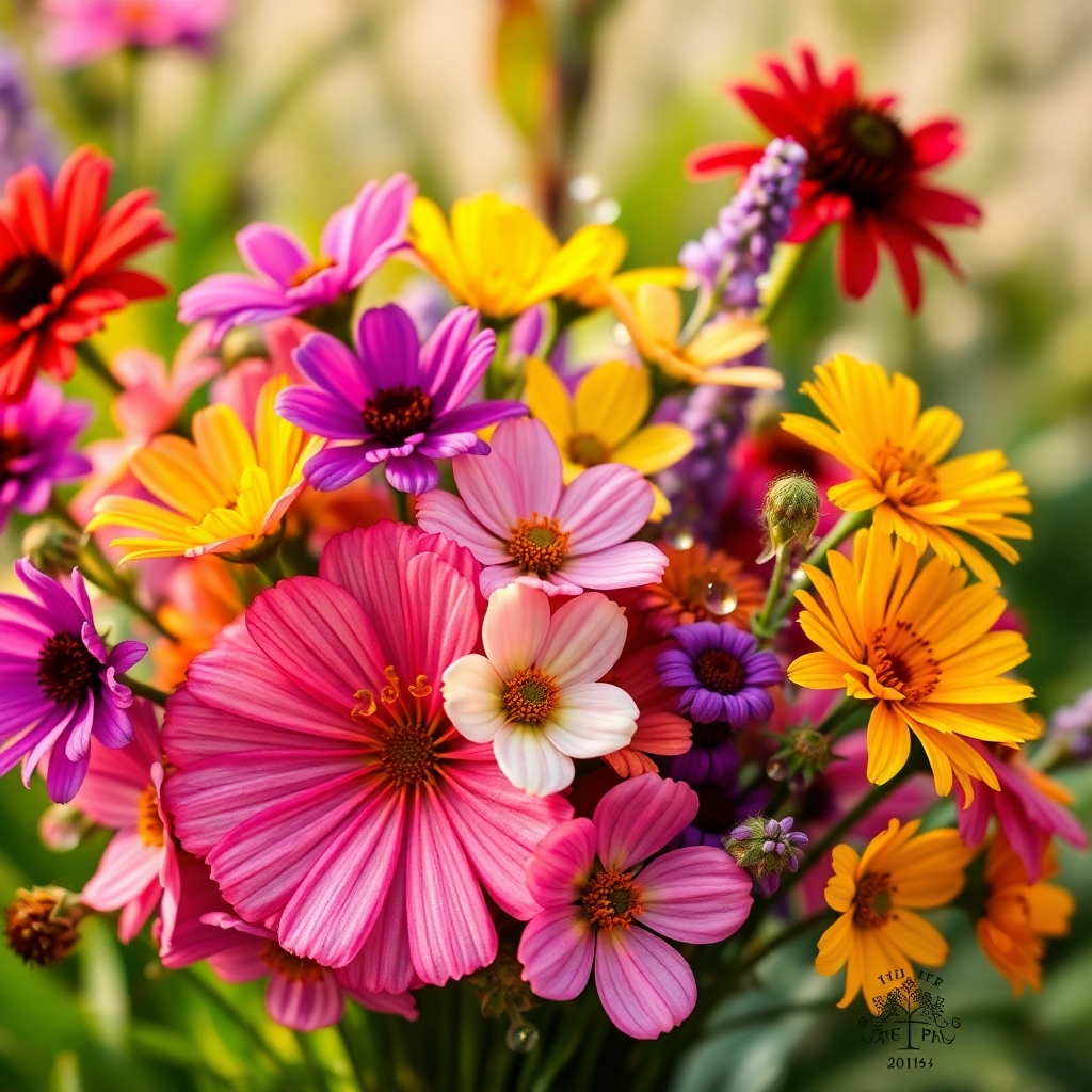 A Vibrant Bouquet of Wildflowers in Bloom – free AI stock image