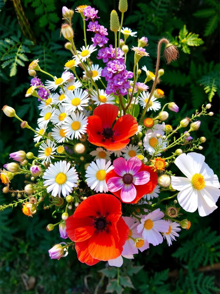 Vibrant Bouquet of Wildflowers in Full Bloom – free AI stock image
