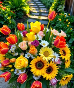 A Vibrant Bouquet of Spring Flowers – free AI stock image