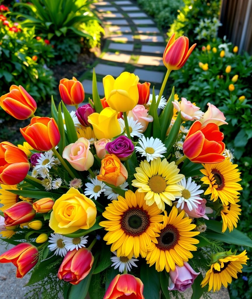 A Vibrant Bouquet of Spring Flowers – free AI stock image