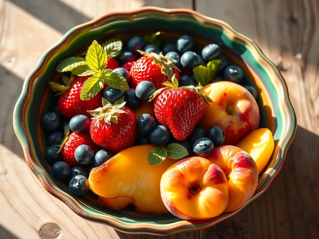 Vibrant Bowl of Fresh Seasonal Fruits – free AI stock image