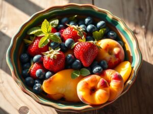 Vibrant Bowl of Fresh Seasonal Fruits – free AI stock image