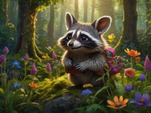 Vibrant Characters in a Whimsical Forest – free AI stock image