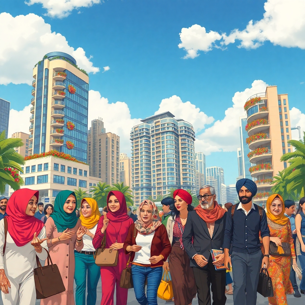 A Vibrant City Life with Diverse People – free AI stock image