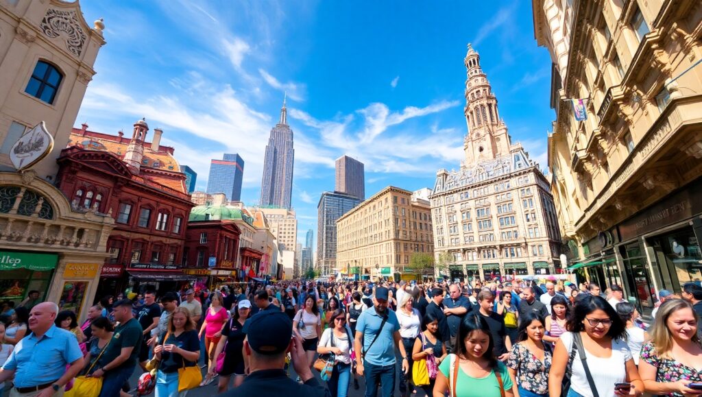 Vibrant City Life from Above – free AI stock image