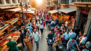 Vibrant City Life from Above c2p – free AI stock image