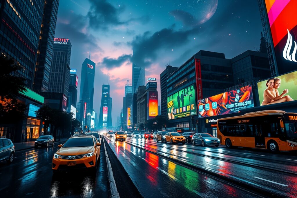 Vibrant City Lights Under a Midnight Sky – free AI stock image