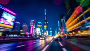 Vibrant City Lights with Bokeh Effect – free AI stock image