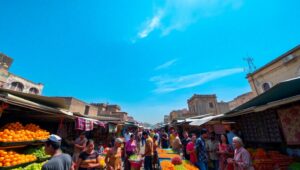 Vibrant City Market from Above – free AI stock image