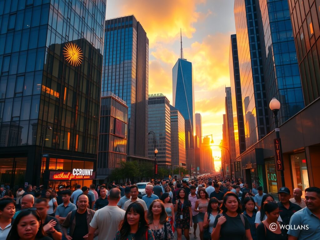 Vibrant City Skyline at Dusk – free AI stock image
