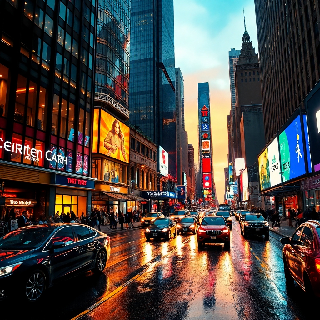 A Vibrant City Street at Dusk – free AI stock image