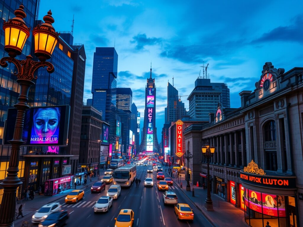 Vibrant City Streets at Dusk – free AI stock image