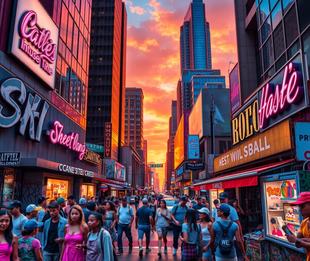 Vibrant City Streets at Dusk – free AI stock image