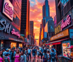 Vibrant City Streets at Dusk – free AI stock image