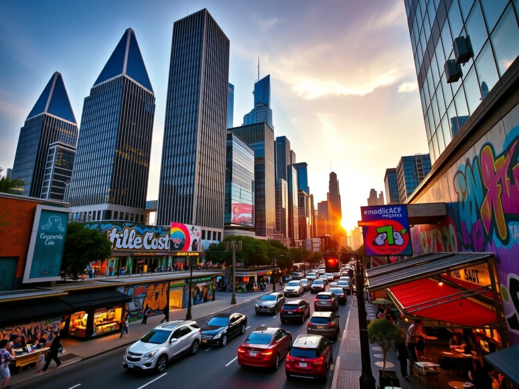 Vibrant City Streets at Dusk – free AI stock image