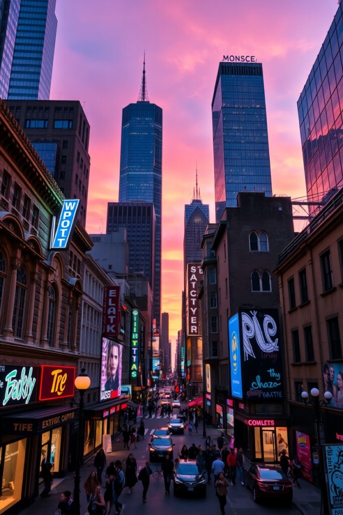 Vibrant City Streets at Dusk – free AI stock image