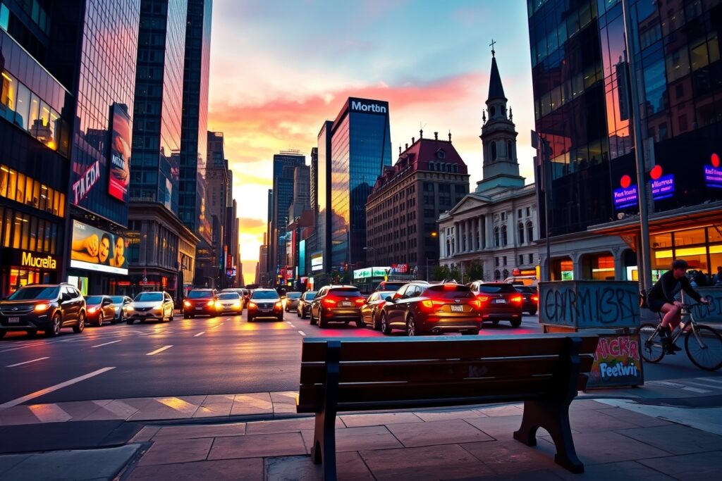 Vibrant City Streets at Dusk – free AI stock image