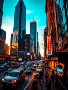 Vibrant City Streets at Dusk – free AI stock image