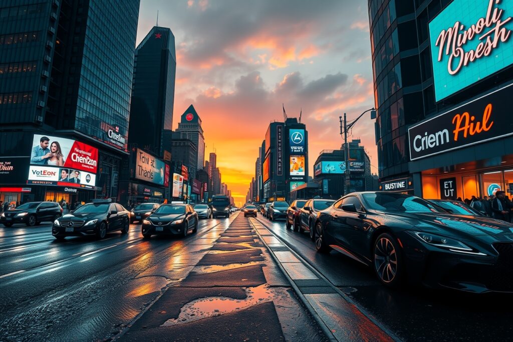 Vibrant City Streets at Dusk – free AI stock image