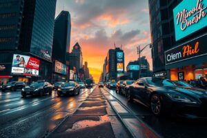Vibrant City Streets at Dusk – free AI stock image
