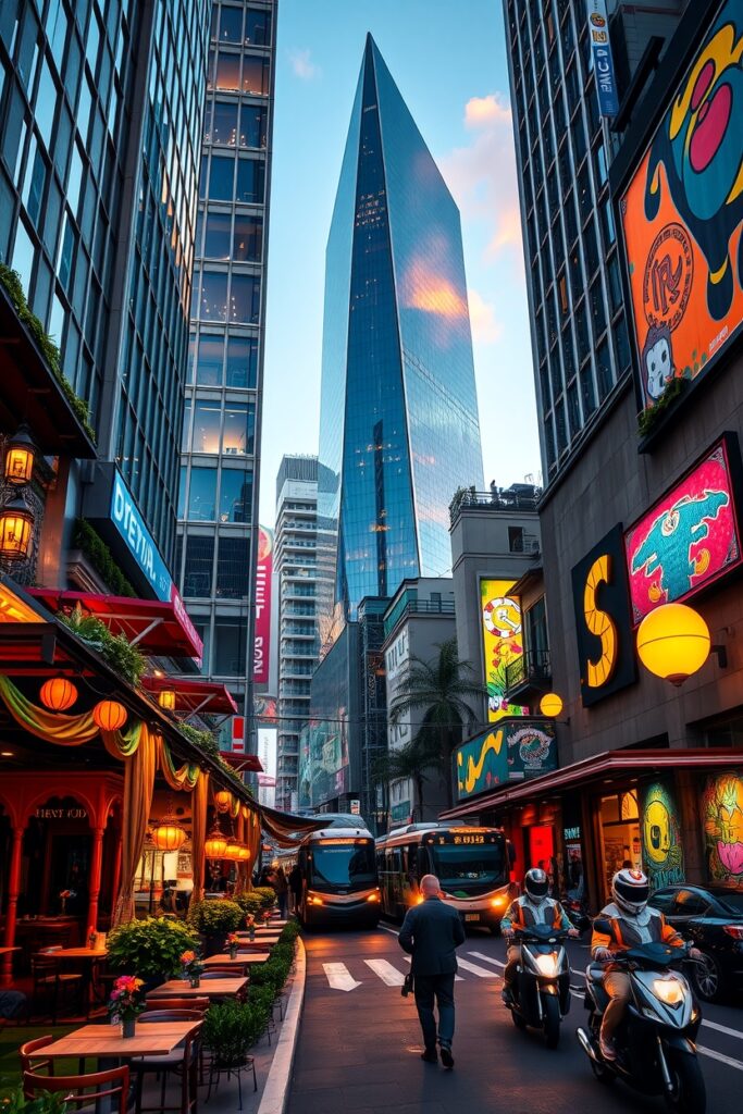 Vibrant City Streets at Dusk – free AI stock image