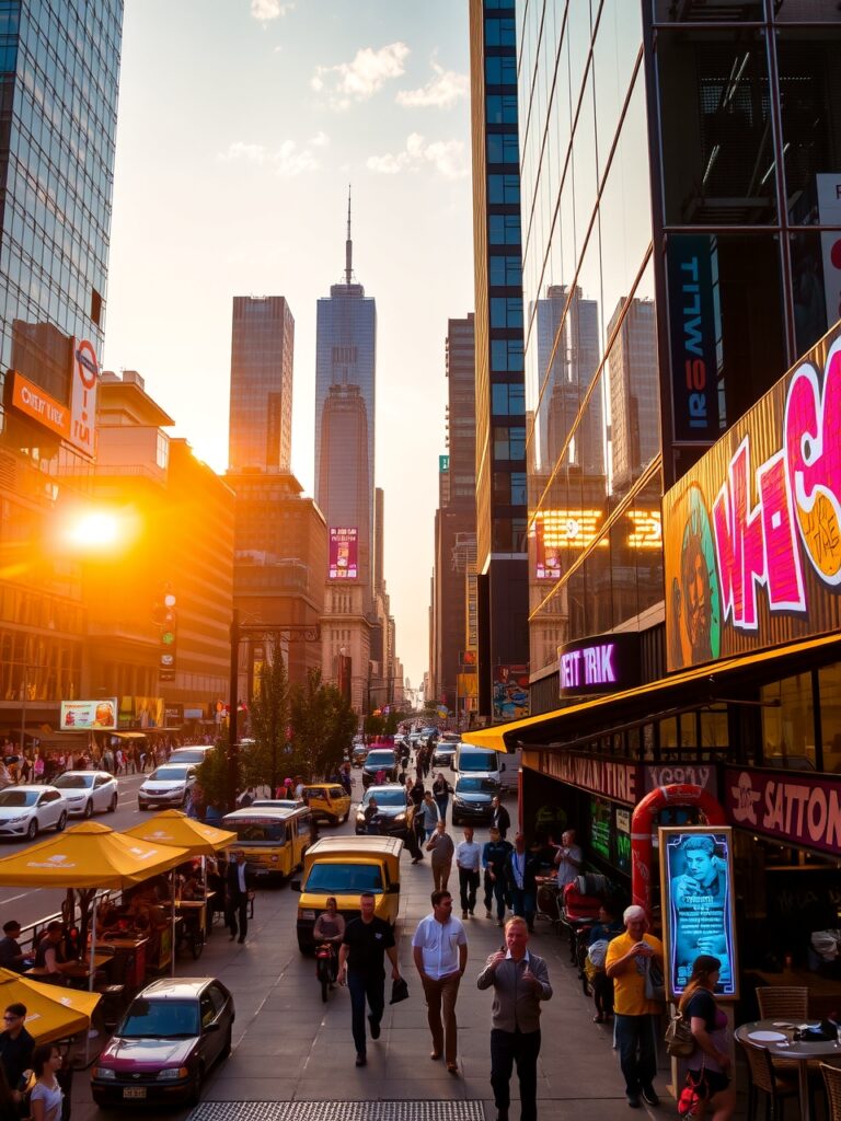 Vibrant City Streets at Dusk – free AI stock image