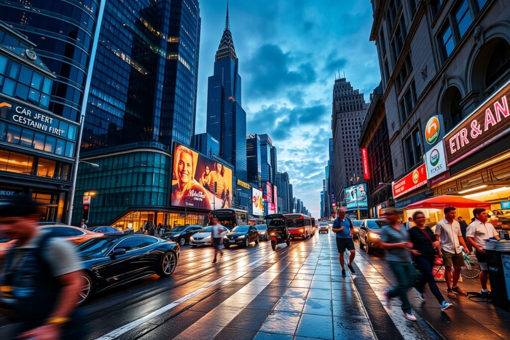 Vibrant City Streets at Dusk – free AI stock image