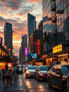 Vibrant City Streets at Dusk – free AI stock image