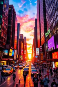 Vibrant City Streets at Dusk – free AI stock image