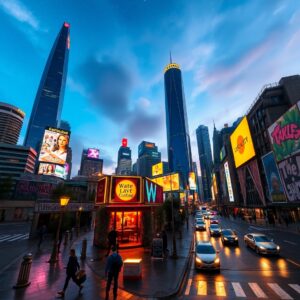 Vibrant City Streets at Dusk – free AI stock image