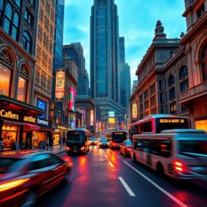 Vibrant City Streets at Dusk – free AI stock image