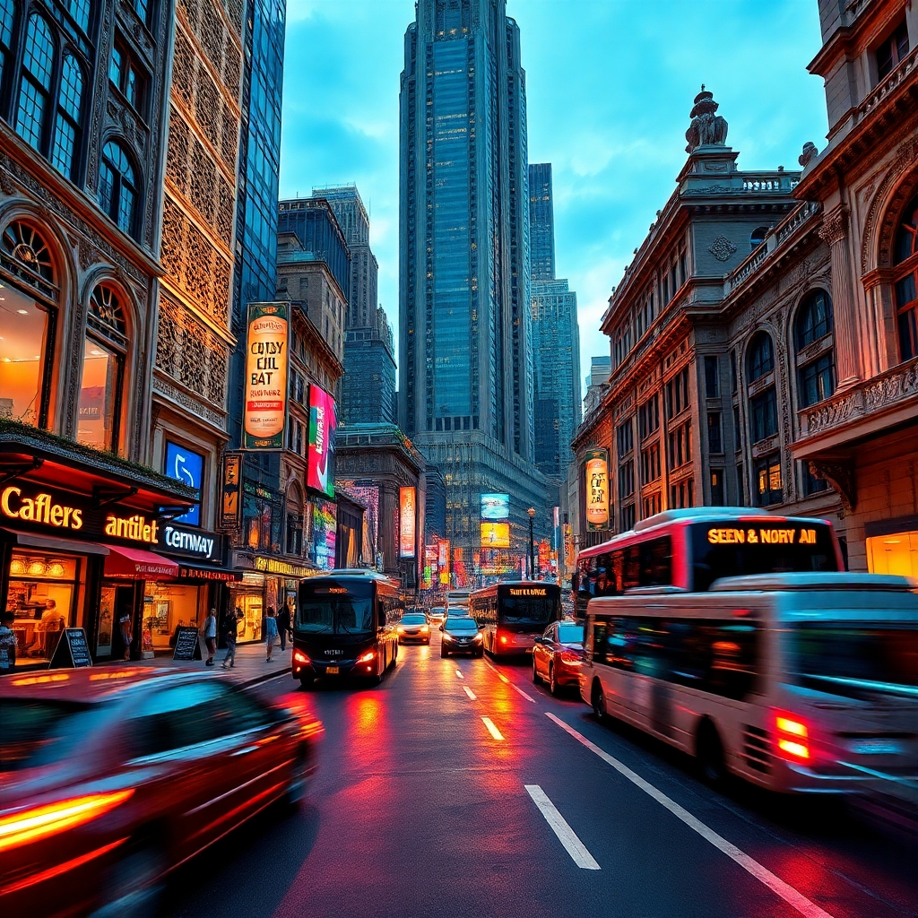 Vibrant City Streets at Dusk – free AI stock image