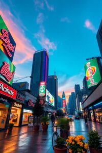 Vibrant City Streets at Twilight – free AI stock image