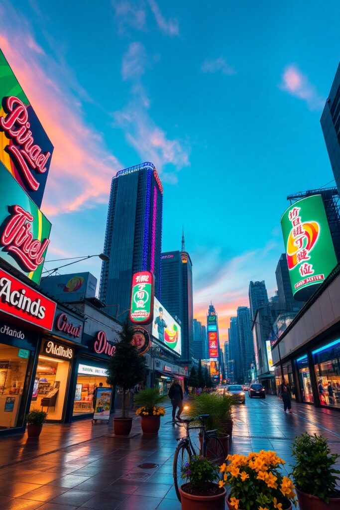 Vibrant City Streets at Twilight – free AI stock image