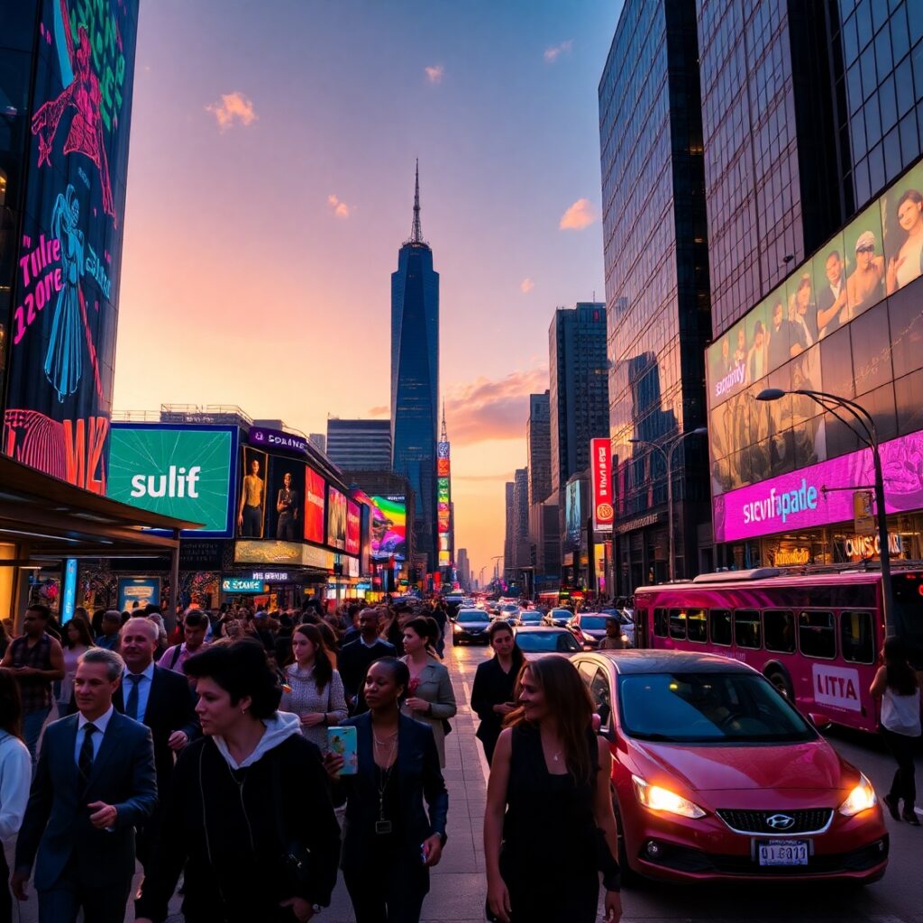 Vibrant City Streets at Twilight – free AI stock image