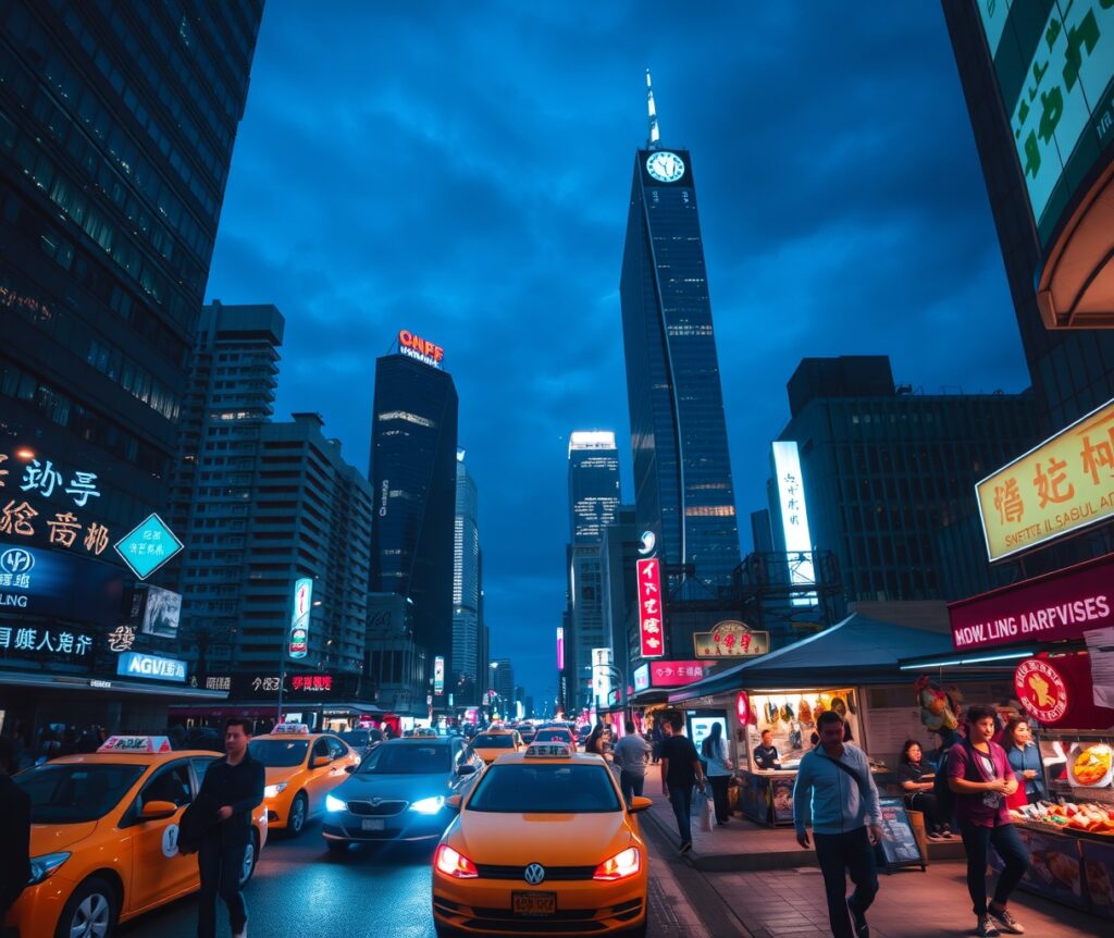 Vibrant City Streets Under Neon Lights – free AI stock image