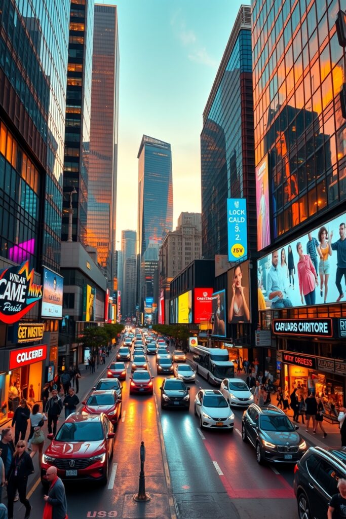 Vibrant Cityscape at Dusk – free AI stock image