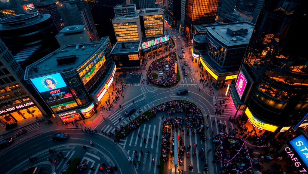 Vibrant Cityscape at Dusk – free AI stock image