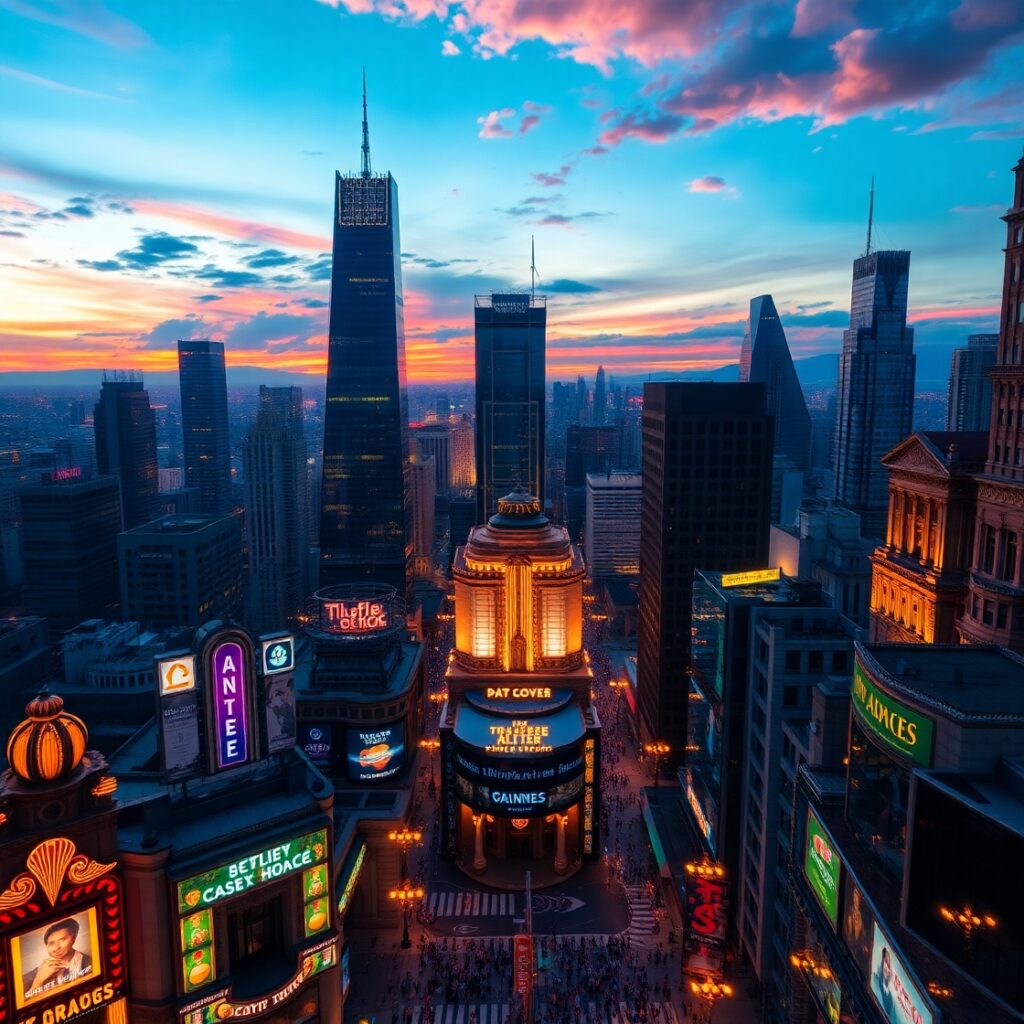 Vibrant Cityscape at Dusk – free AI stock image